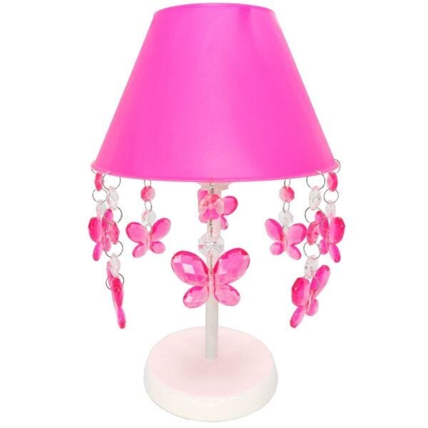 Luminária Abajur Infantil Borboletas Decoração Iluminação Quarto Bebê Menina - ABA Borboletas Rosa