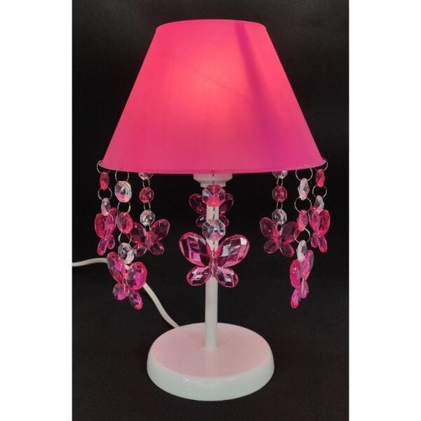 Luminária Abajur Infantil Borboletas Decoração Iluminação Quarto Bebê Menina - ABA Borboletas Rosa - 4