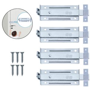 Ferrolho Trinco Tarjeta Fecho Chato para Porta Janela Portão 10cm Zincado | Silvana | Kit 04 Un