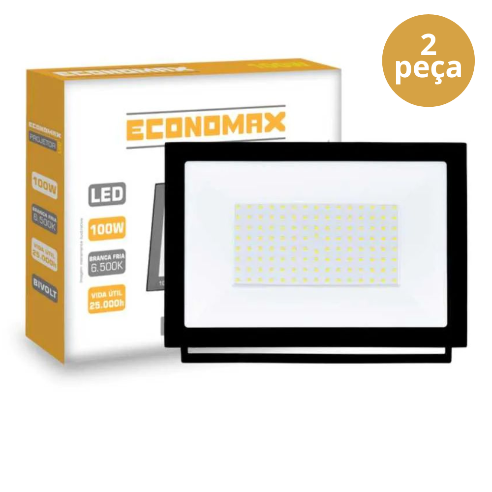 2 Refletor Slim Led 100w 6.500k Alta Potência - 4