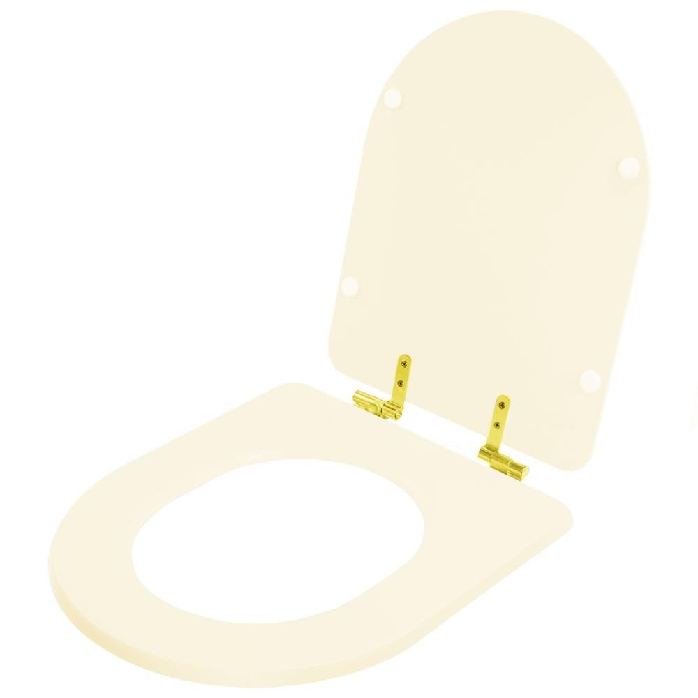 Assento Sanitário com Fechamento Lento Oxford Creme para Vaso Deca com Ferragem Dourada - 2