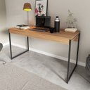 Ver imagem 1 de Mesa para Escritório Estilo Industrial 1,36m 1 Gaveta Me4156 Tecno Mobili - Amêndoa/preto