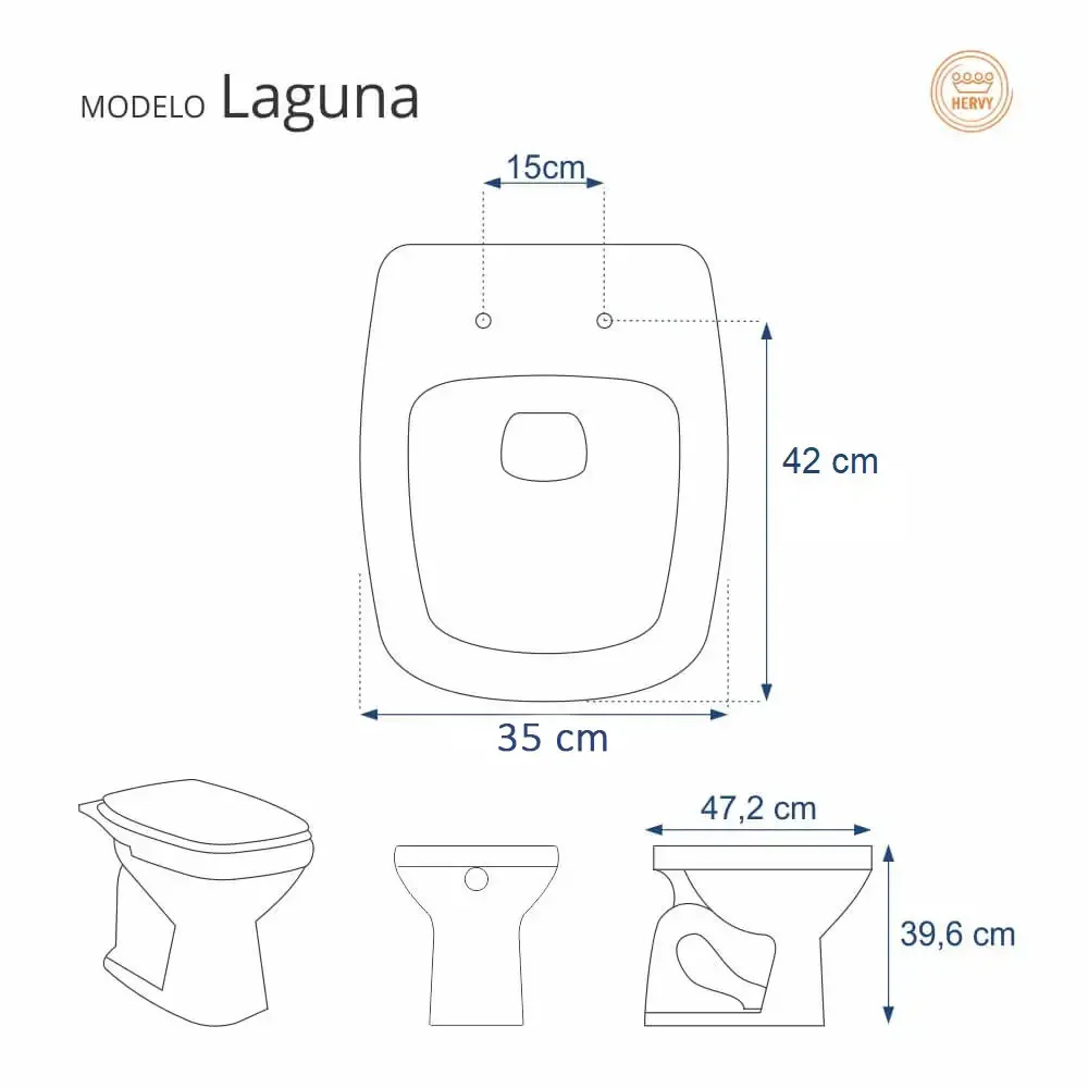 Assento Sanitário Poliéster Laguna Branco para vaso Hervy 6lpf - 3