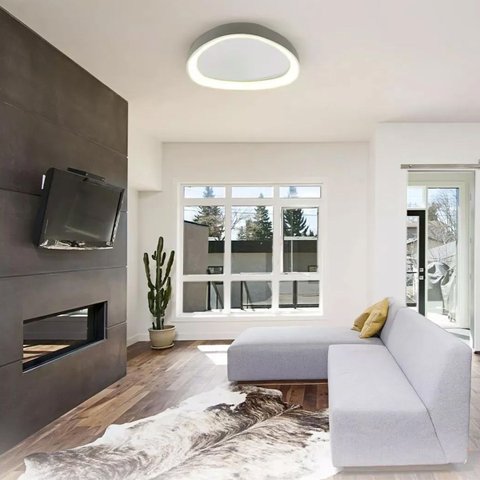 Luminaria Paflon Led 3 em 1 Sobrepor Controle Remoto Ajustavel Teto Decorativo Iluminaçao Sala Estar