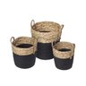 Kit 3 Cestos Patong em Fibra Natural com Preto - 1