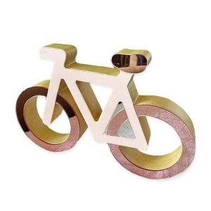 Bicicleta Em Madeira Decoryou - Ref 320 Rosa Espelhado