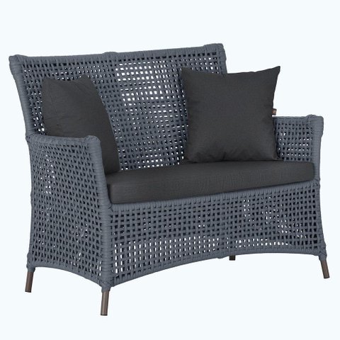 1 Sofá Área Externa Igapó Alumínio Marrom Corda Náutica E11 Prata