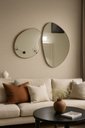 Ver imagem 2 de Kit 2 Espelhos Orgânicos de Parede Decorativos com Borda de Couro Sintético Marrom