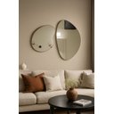 Ver imagem 2 de Kit 2 Espelhos Orgânicos de Parede Decorativos com Borda de Couro Sintético Marrom