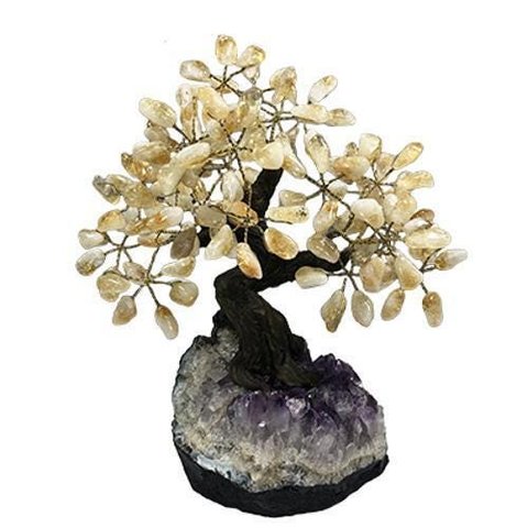 Árvore De Citrino 24 Galhos E 120 Pedras - Altura 18 Cm