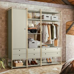 Guarda Roupa Closet Modulado Industrial Solteiro Olivar 197cm - Off White - 1