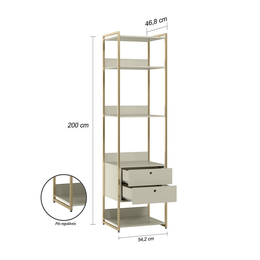 Guarda Roupa Closet Modulado Industrial Solteiro Olivar 197cm - Off White - 3