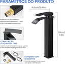 Ver imagem 3 de Torneira Lavatório Monocomando Bica Alta Cascata N64 Preto Fosco