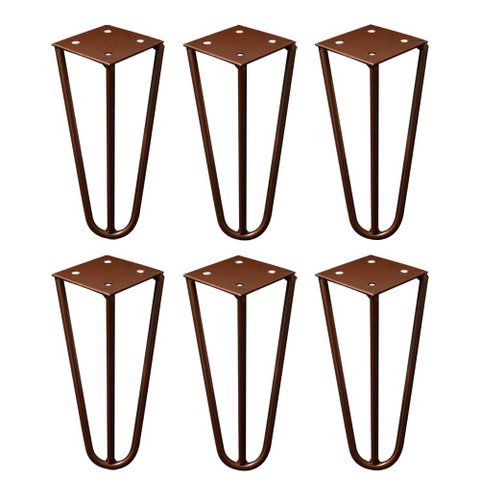 Kit 6 Pés de Metal 15 CM Hairpin Legs Mesas de Centro Puffs Bronze