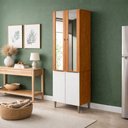 Ver imagem 1 de Paneleiro com 2 Portas de Vidro e 2 Portas Mdp Luana Cinamomo Branco Aramóveis