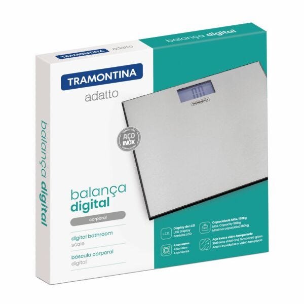 Balança Digital Tramontina inox e vidro temperado 180kg - 4