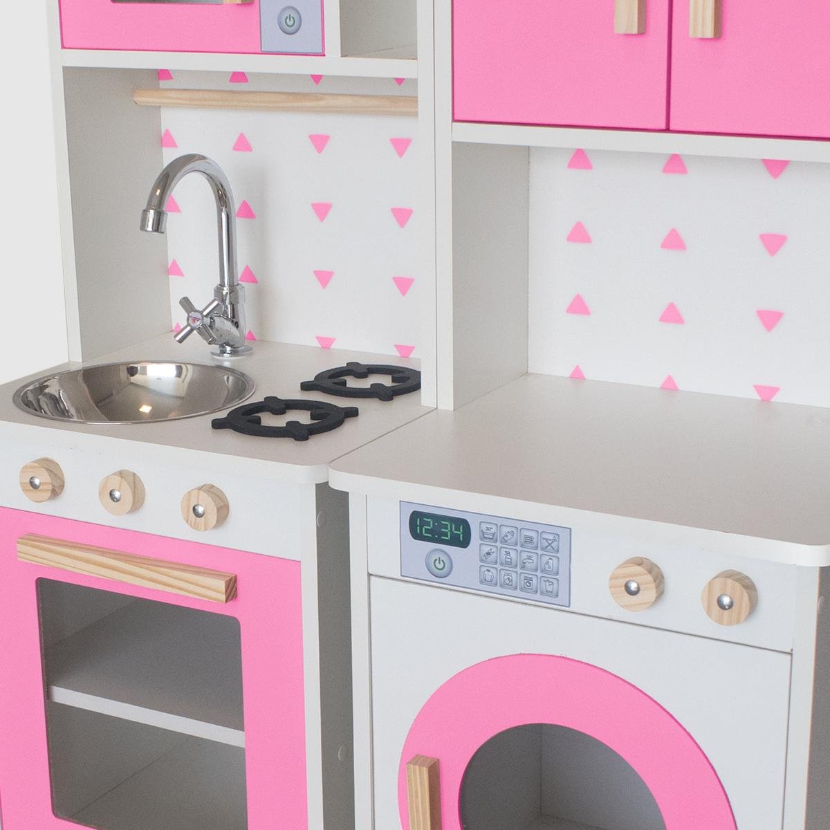 Kit Mini Cozinha Infantil com Geladeira e Máquina de Lavar Eita Casa Perfeita Rosa - 2