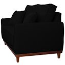 Ver mais imagens de Kit Sofa Sena 2 e 3 Lugares Base de Madeira para Sala Hotel Linho Preto
