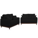 Ver imagem 1 de Kit Sofa Sena 2 e 3 Lugares Base de Madeira para Sala Hotel Linho Preto