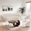 Ver imagem 1 de Sofá Amore 3 Lugares Fixo 180cm Bege Linho com 2 Poltronas Mabe Magazine