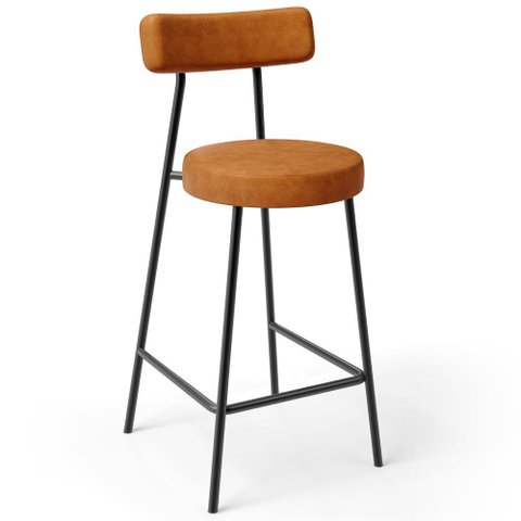 Banqueta Baixa para Cozinha Sala de Jantar Bar Bancada Milão L02 Couríssimo Canela - lyam decor 