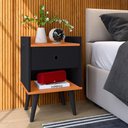 Ver imagem 2 de Mesinha Quarto Lateral Cama Mesa Cabeceira 1 Gaveta Organizadora Pés Palito Retrô - Preto/Cinamomo