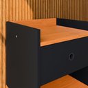 Ver imagem 3 de Mesinha Quarto Lateral Cama Mesa Cabeceira 1 Gaveta Organizadora Pés Palito Retrô - Preto/Cinamomo