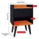 Ver imagem 5 de Mesinha Quarto Lateral Cama Mesa Cabeceira 1 Gaveta Organizadora Pés Palito Retrô - Preto/Cinamomo