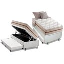 Ver imagem 1 de Cama Box Baú c/Auxiliar Solteiro: Colchão Molas Anjos MasterPocket Classic + Base CRC Courano