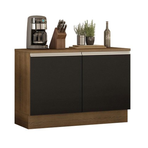 Balcão de Pia Madesa Glamy 120cm 2 Portas Tampo Rustic Preto
