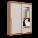 Ver imagem 2 de Guarda Roupa Casal 2 Portas de Correr com Espelho Firenze Marrom/Carvalho Vermontt/Off White