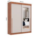 Ver imagem 3 de Guarda Roupa Casal 2 Portas de Correr com Espelho Firenze Marrom/Carvalho Vermontt/Off White