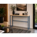 Ver imagem 6 de Mesa Jantar Aparador Bancada Alta Industrial 200x70cm Tampo Bege Pés Azul