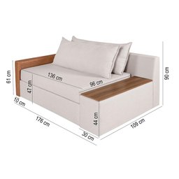 Sofá Cama Panamá Compose Linho Cinza Claro 2 Lugares Império Estofados - 9