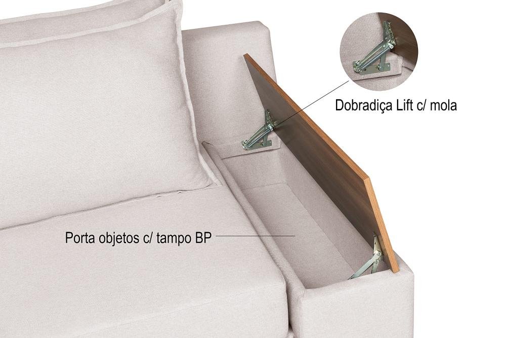 Sofá Cama Panamá Compose Linho Gelo 2 Lugares Império Estofados - 6