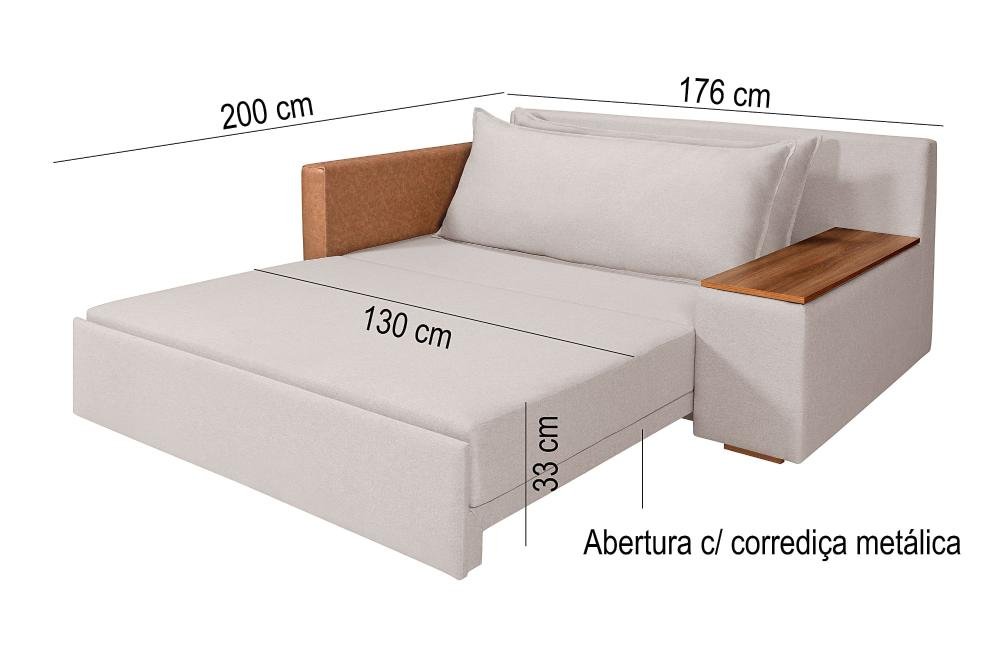 Sofá Cama Panamá Compose Linho Gelo 2 Lugares Império Estofados - 8