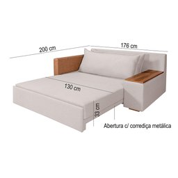 Sofá Cama Panamá Compose Linho Cinza Claro 2 Lugares Império Estofados - 8