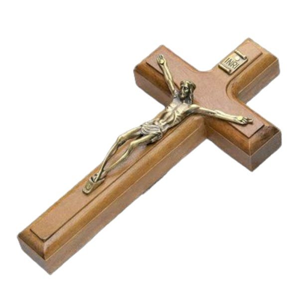 Crucifixo Madeira de Parede 17cm C/São Bento Ov