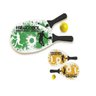 Kit 1 bola 2 raquetes jogo de frescobol diversao praia sol verao madeira mdf junges - 5
