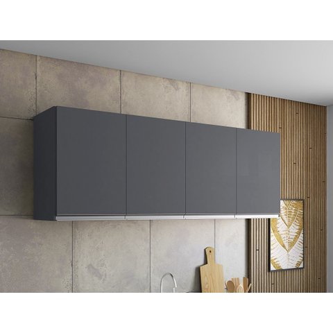 Armário de Cozinha Aéreo Andréia 150cm Cinza - AJL Móveis