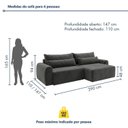 Ver imagem 3 de Sofá Veludo Cinza 290cm Kairós