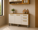 Ver imagem 1 de Balcão Cozinha 3 Portas Dáfnia - Cinamomo/Off White - Cucina