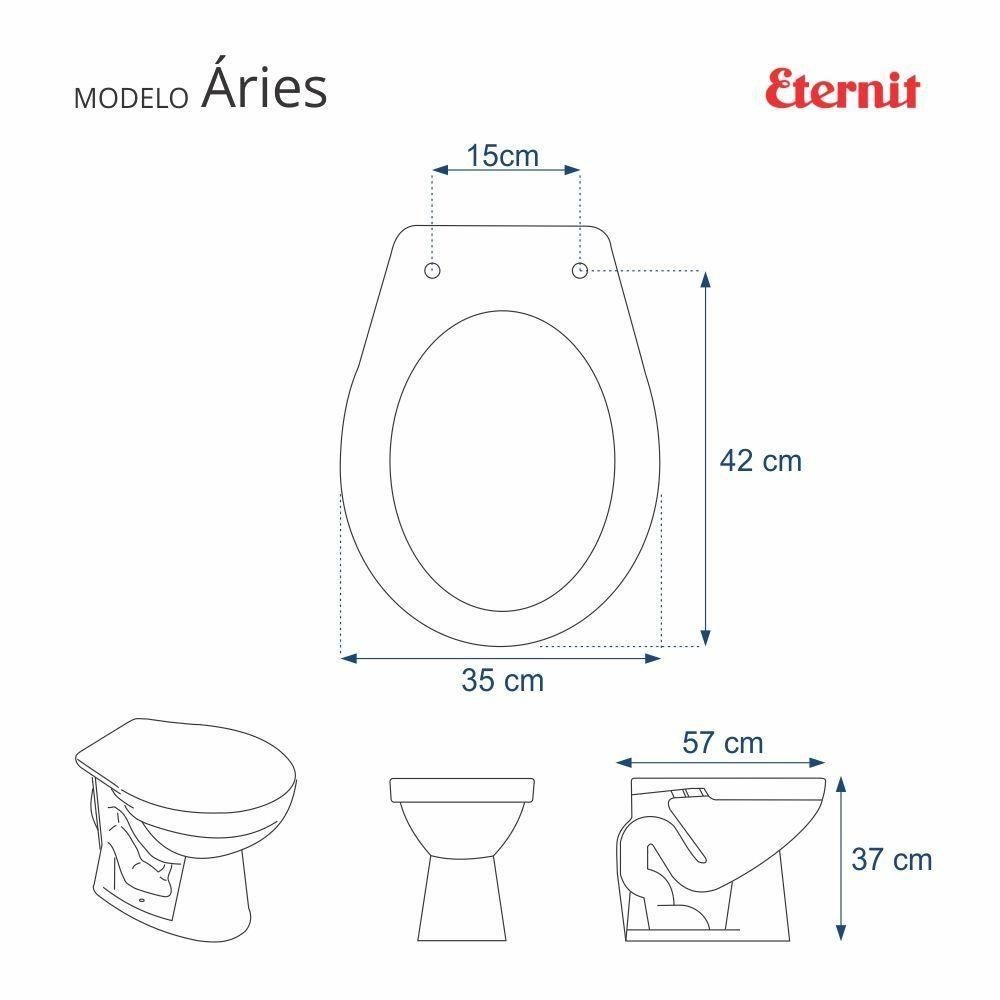 Tampa de Vaso Aries Preto para Bacia Eternit 6lpf - 3