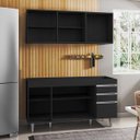 Ver imagem 3 de Armário Aéreo Argélia e Balcão Gabinete de Pia Marrocos 150cm Preto - Lumil