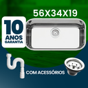 Ver imagem 3 de Cuba Pia Inox 304 Cozinha Nº2 56x34x19 As Luxo