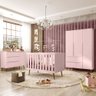Quarto de Bebê Completo Retrô Berço 3 em 1 Cômoda Guarda Roupa Melinda - 1