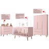 Quarto de Bebê Completo Retrô Berço 3 em 1 Cômoda Guarda Roupa Melinda - 4