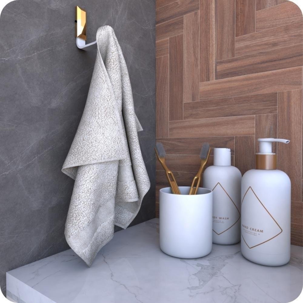 Kit Acessórios Para Banheiro Branco E Gold Empire 4 Peças - 5