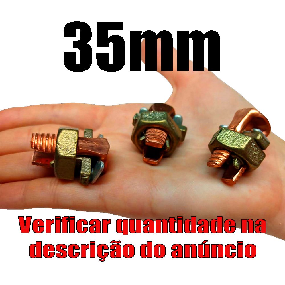 Kit 10 Split Bolt Conector Parafuso Fendido Bimetálico 35mm para Emenda Cabos Cobre Alumínio - 3