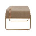Ver imagem 1 de Puff Quadrado Turin Base de Metal Dourado Agarb Decor:linho Bege
